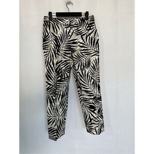 Doncaster Black White Palm Leaf Crop Pants size 2